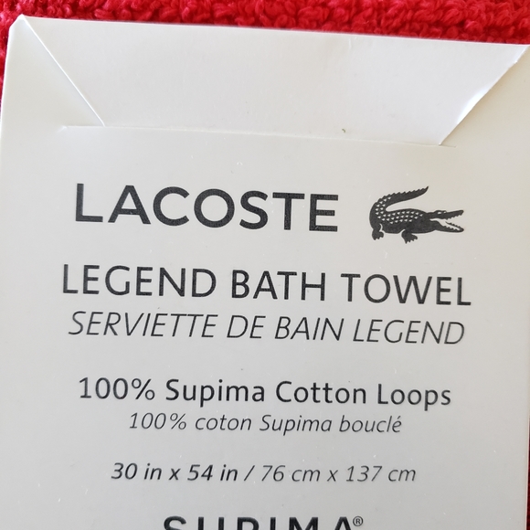 Red lacoste 2 extra long towels - Picture 2 of 4